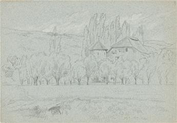 JOHN HENRY HILL Three pencil landscape drawings.